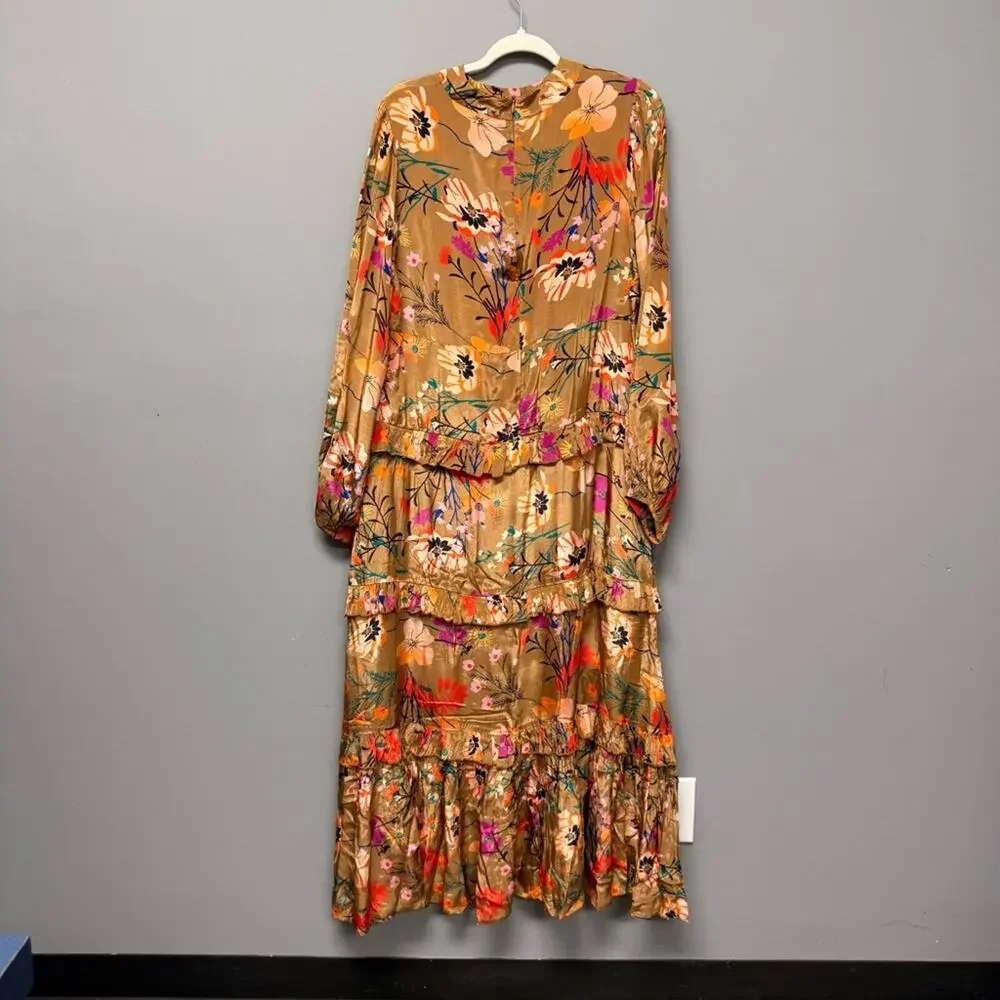 Oliphant Mock Neck Tiered Maxi Dress Woodland Mocha